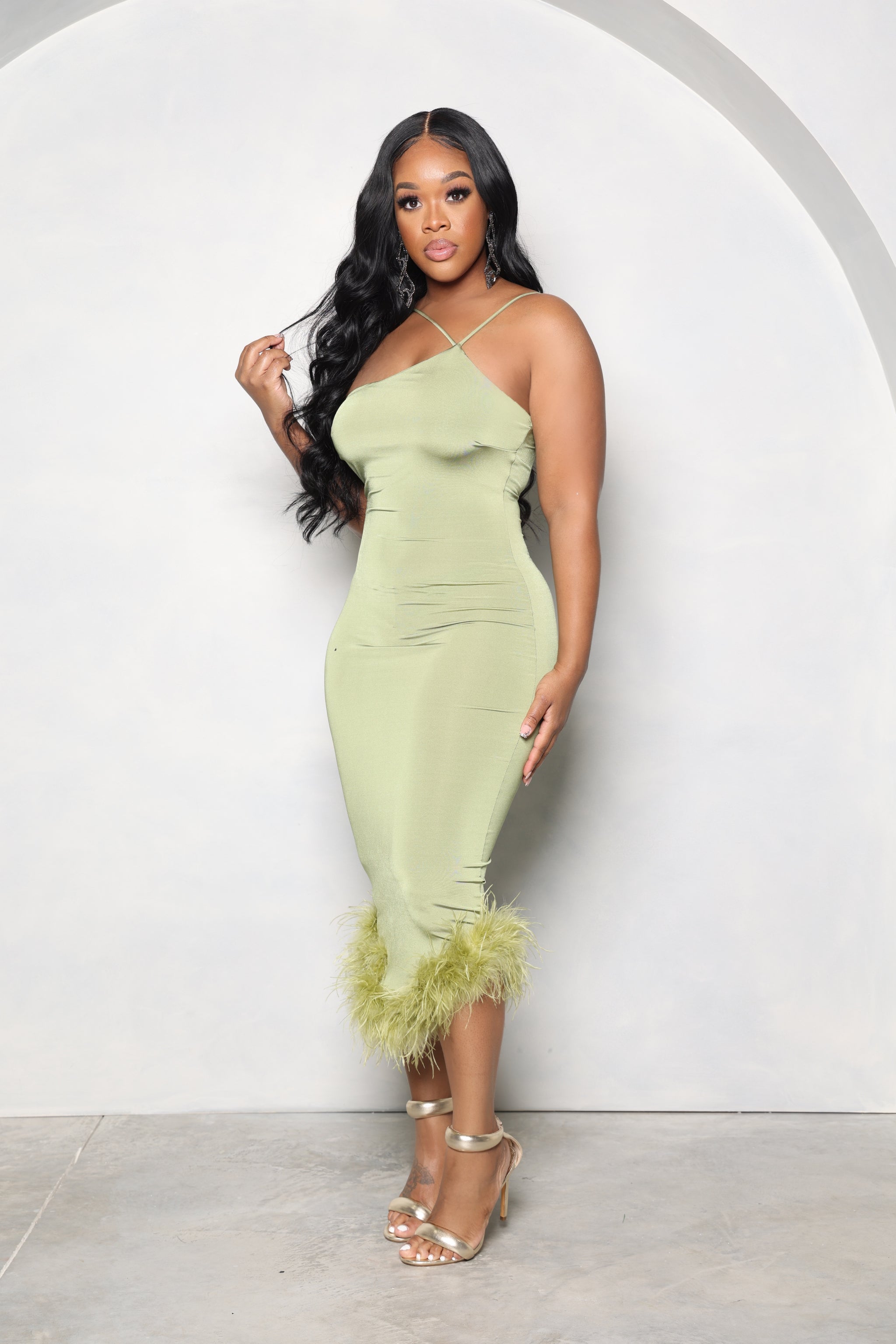 The “Feather Me Out” Lime Green Dress – Chique Me