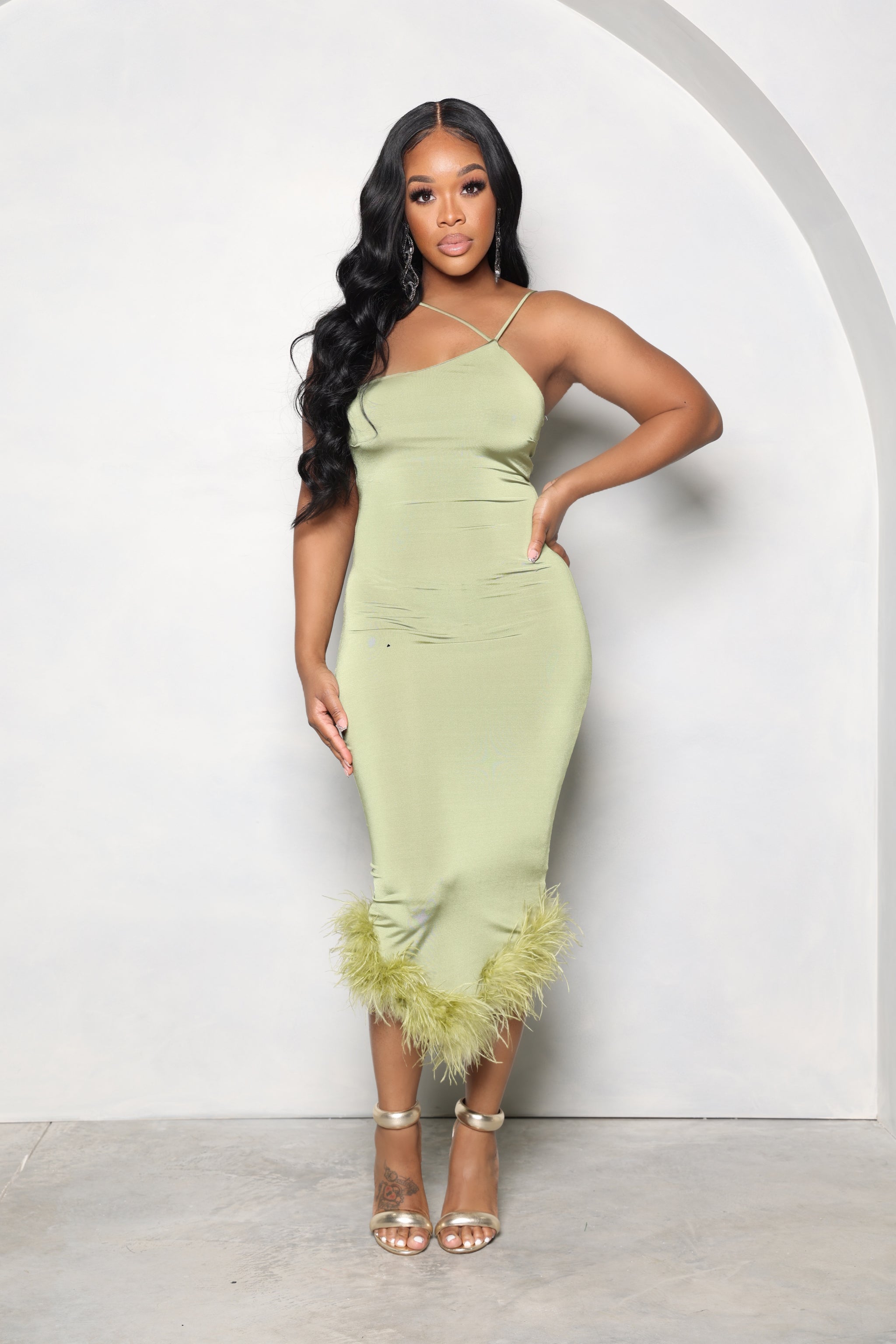 lime green dress with feathers The “Feather Me Out” – Chique Me OVacation